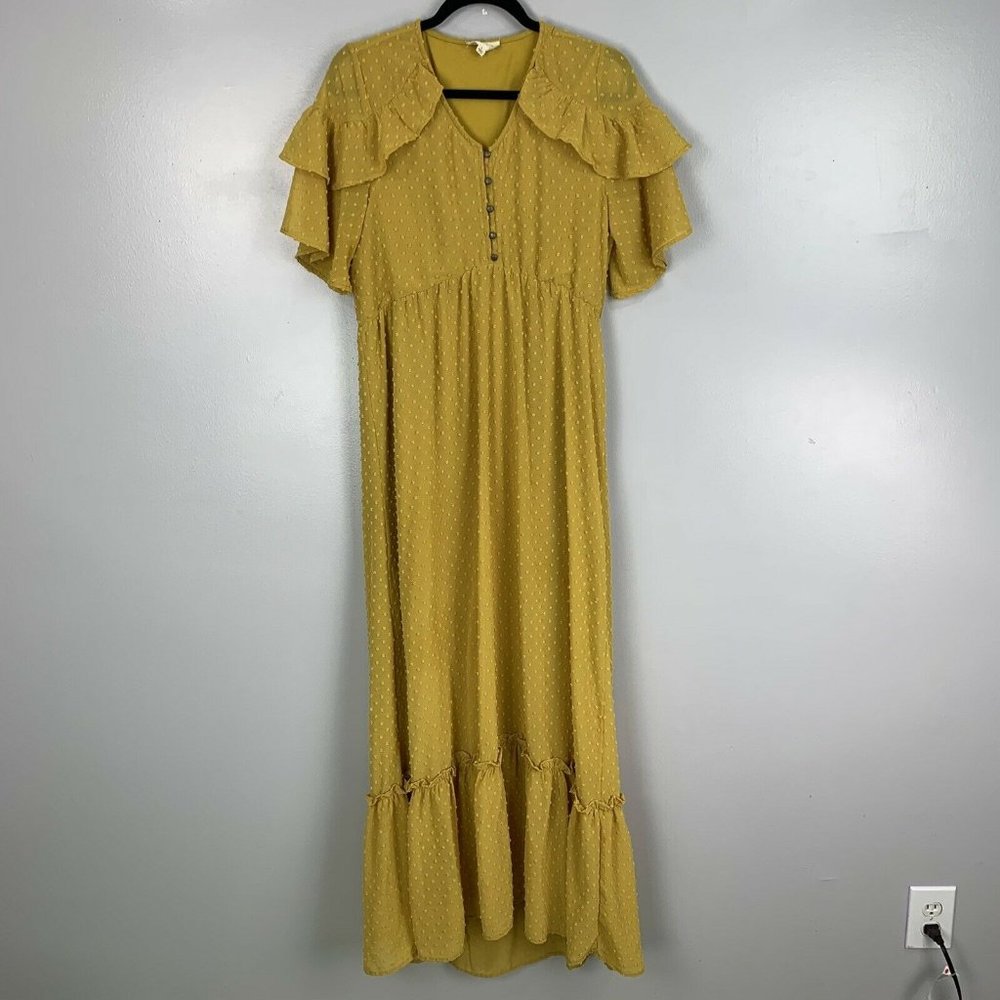 Orange Creek  Swiss Dot Flutter Sleeve Maxi Dress